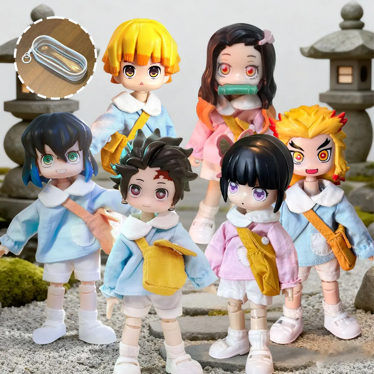 Cute School Uniform Series, 5 Inches Jointed Doll Anime Figures with Capsule Bag, Cute Dress Up Doll with Joints Collection Action Figure Toys Gift for Girls Boys Toyset