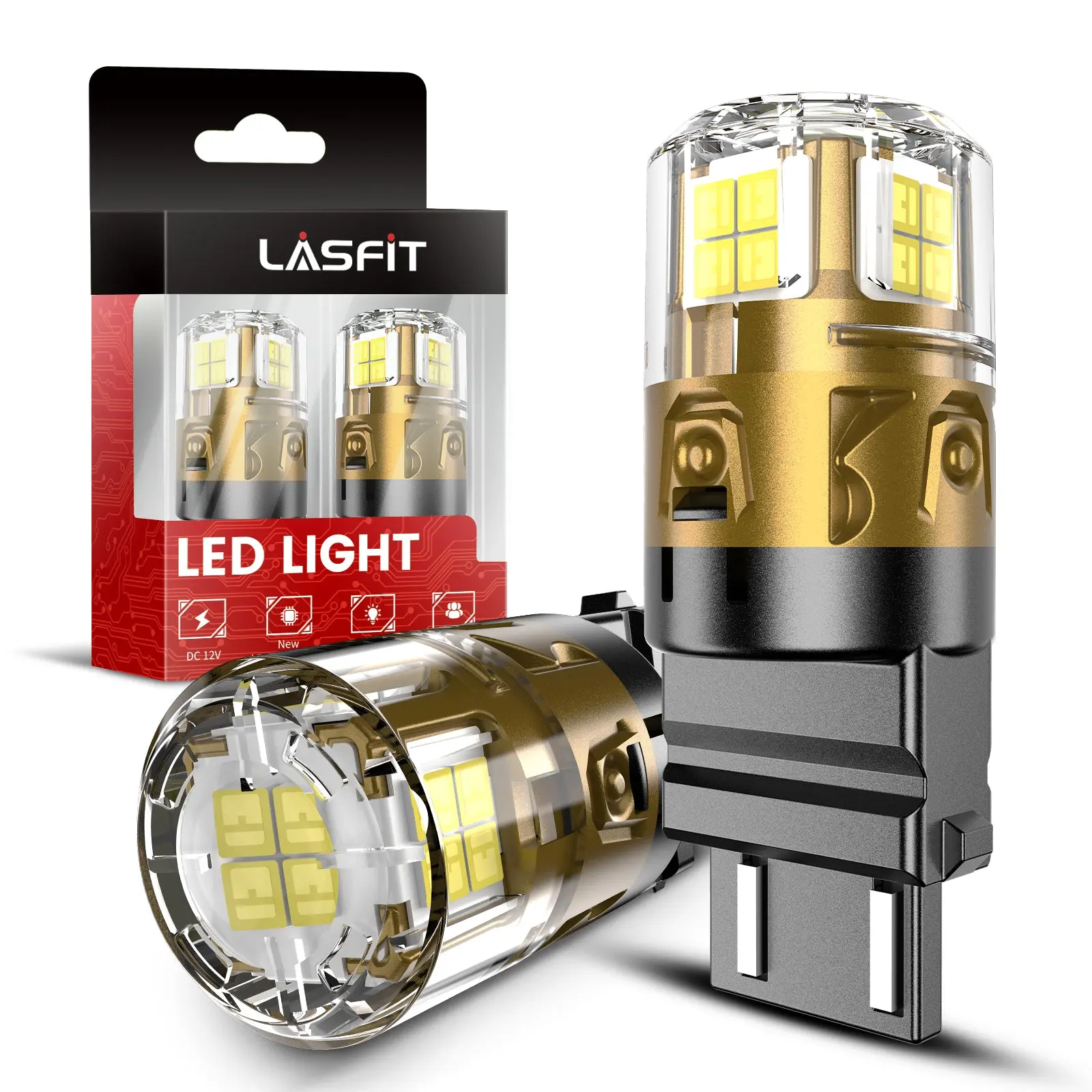 Lasfit L2 Series Upgraded LED Reverse Backup & Tail Light Bulb, Xenon White, 2 Bulbs (Fits 3157, 3156, 3057, 4157), Led Tail Light, Car Led Lights, Daylight White Led,car accessories