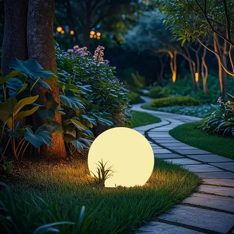Hoodink 8-in Solar Outdoor Lights, RGB Globe Street & Pathway Lamp with Remote, 16 Colors, 4 Dynamic Modes, 6-8h Pathway Glow Guide, IP54 Shell Helps Resist Dust, Ground Stake Anchors It in Place, Waterproof Garden Decor Gift for Friends
