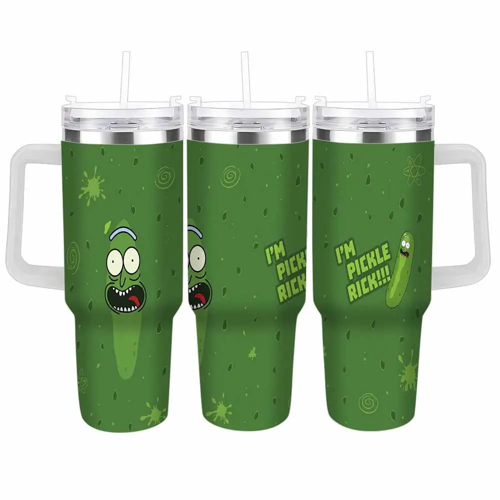 Cucumber Themed Tumbler 40oz/30oz Funny Green Vegetable Print Double Wall Vacuum Insulated Leak Proof Stainless Steel Travel Mug For Daily Office Work Road Trips And Holiday Party Gifts
