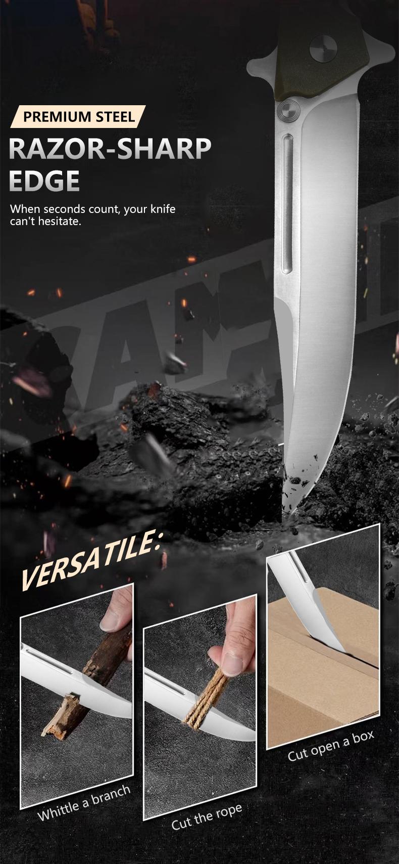 Multifunctional Outdoor Knife,Folding Knife for Camping/Hiking,Non-Slip Grip Knife,Lightweight Compact Knife for EDC,Multifunctional Tool, Men's gift