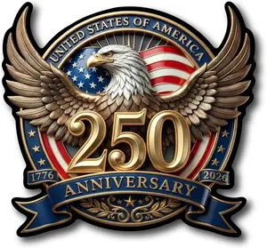 2 Pack America 250th Anniversary Semiquincentennial 1776-2026 Car Window Decal USA Patriot Eagle Stickers Independence of USA Sticker God Bless America Decal for Helmet Car Helmet Notebook 5.4"*5.1" Size Durable All-Weather Vinyl