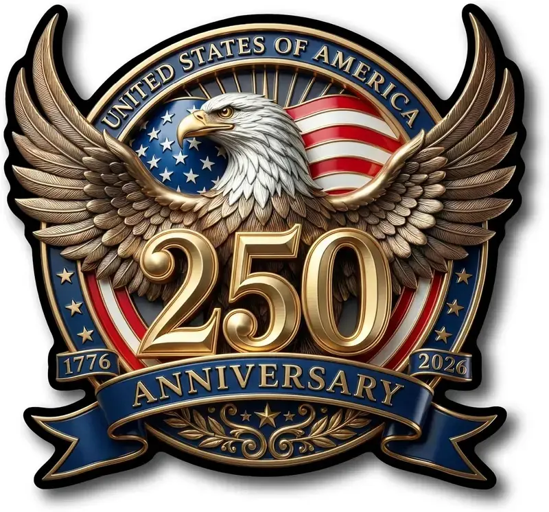 2PCS 250th Anniversary USA Car Decal Sticker  Patriotic 4th of July Decorations 1776-2026 Vinyl for Car, Truck, Window, Laptop, 250 Years American Independence Bumper Stickers