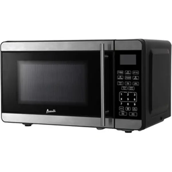 212 MAIN 0.7 ft. Countertop Microwave Oven - Stainless Steel Kitchen Appliances, Compact Small Size for Tiny Homes, Kitchen Timer, Glass Turntable, Speed Defrost, 1-Touch Controls