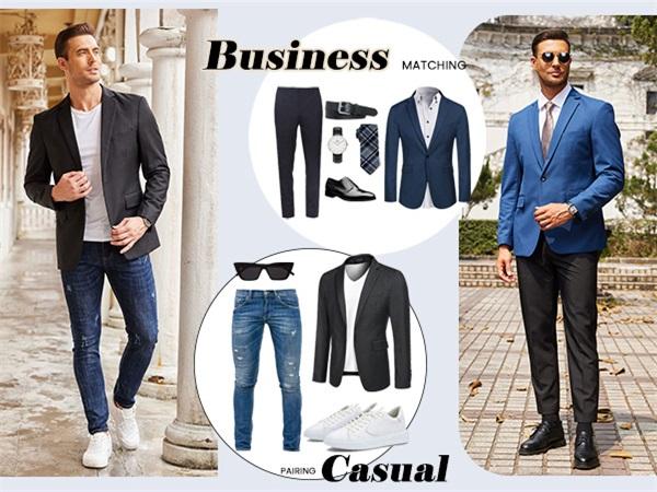 COOFANDY Mens Sport Coat Casual Blazer One Button Business Suit Jacket Classic Menswear Fashion Outfit Vneck Long Sleeve