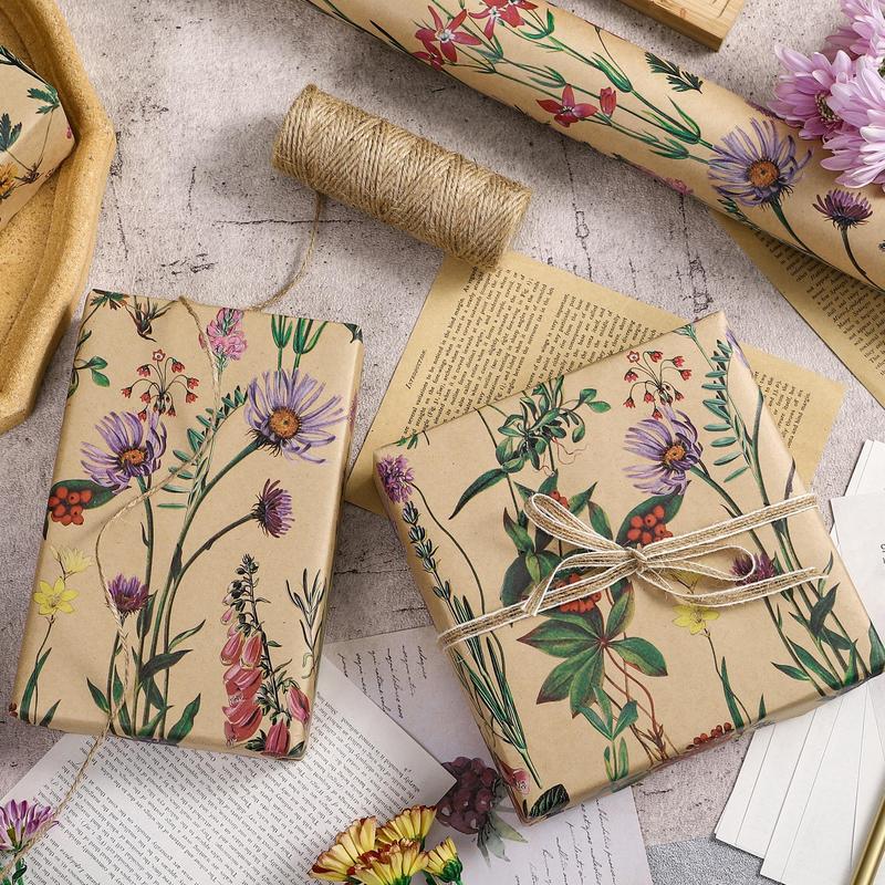 RUSPEPA Vintage Floral Gift Wrapping Paper Roll 17 Inches × 16.4 Feet Mini Roll for Birthdays Weddings Parties and Holiday Celebrations with Elegant Floral Design