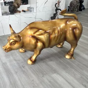 WALL ST. H BULL Gold Finish Bull Statue for Home Decor and Office Accent