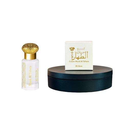 Nabeel Perfumes | Musk Al Tahara Oil + Cream Bundle | 12 ml Oil | 20 g Cream | Eau De Parfum | Oud and Musk Fragrance | Rhubarb - Rose & Tonkabean