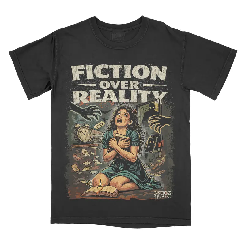 Fiction Over Reality Comfort Colors Unisex T-shirt Gothic Alternative Fashion Booktok Smut Reader Top Tshirt Streetwear Short sleeve Printed Cotton Alt Goth