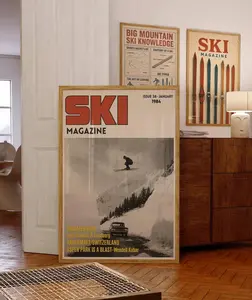 Retro Apres SKI Magazine Unframe posters, vintage magazine cover print, Winter wall art, Ski lodge decor, Aspen Verbier Skiers Photography Print