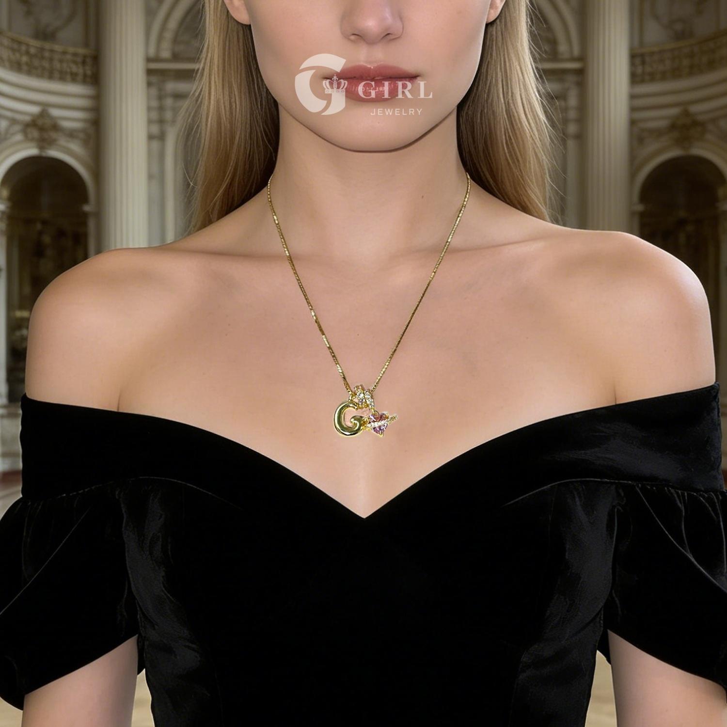 GGlRL Bubble Letter Necklace Initial Heart Necklace for Women Man Pink Cubic Zirconia Pendant Letter Diamond 18KGold Plated Fashion Jewelry Gift For Holiday Christmas Birthdays Anniversaries GGlRL Bubble Letter Necklace Initial Heart Necklace for Women Man Pink Cubic Zirconia Pendant Letter Diamond 18KGold Plated Fashion Jewelry Gift For Holiday Christmas Birthdays Anniversaries