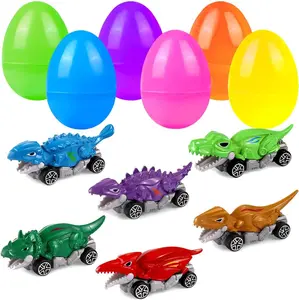 6 Pack Easter Eggs with Metal Dinosaur Car Toys – Easter Basket Fillers for Kids Boys & Girls | Dinosaur Egg Toys Party Favors, Easter Egg Hunt Stuffers, Pre‑Filled Gifts