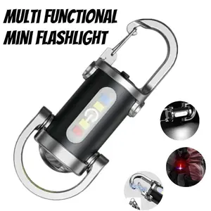 [2026] Rechargeable mini keychain, multi-functional emergency keychain, works with COB keychain, 6 lighting modes, portable, suitable for walking, searching, camping and hiking, a gift for a boyfriend.