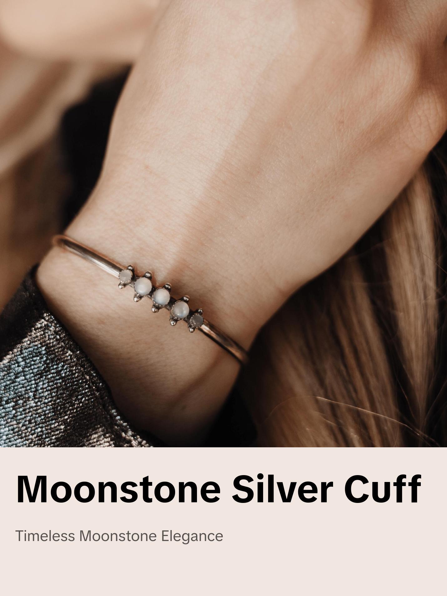 Moonstone & Sterling Silver Cuff Bracelet