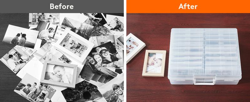 Lifewit 4x6/5x7 Photo Storage Box with  Inner Photo Keeper, Multicolor, Seed Organizer Craft Storage Box for Cards Pictures Stamps Office Supplies