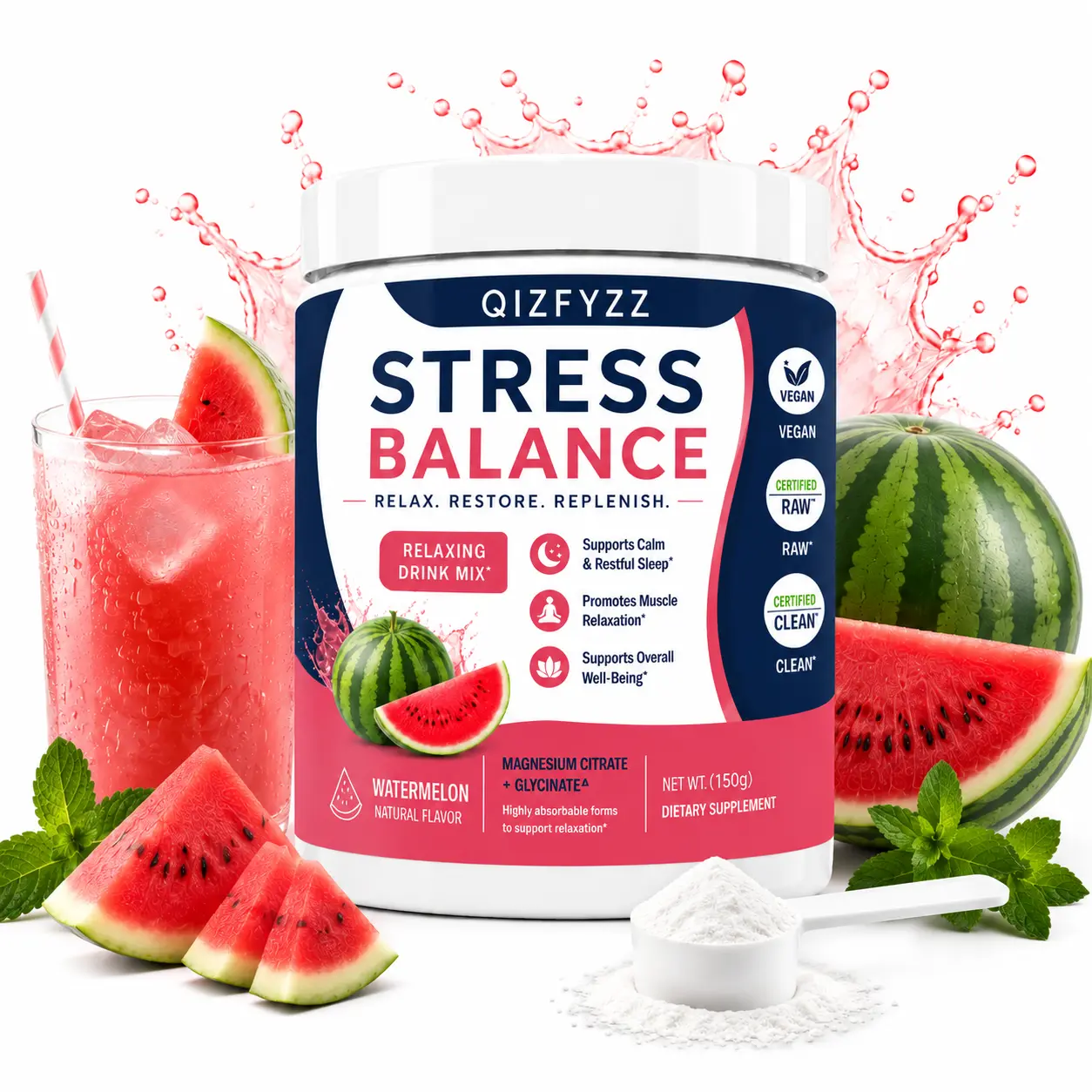 Strawberry-Flavored Magnesium Citrate + Glycinate Relaxing Supplement Powder, 150g - Easy-Mix Dietary Vitamin Drink for Daily Relaxation Support, Healthcare