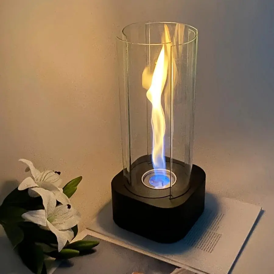 Portable Tabletop Fireplace, 4-panel Glass Desktop Fireplace, Indoor & Outdoor Heating Fireplace, Home Decor Supplies, Gift Ideas