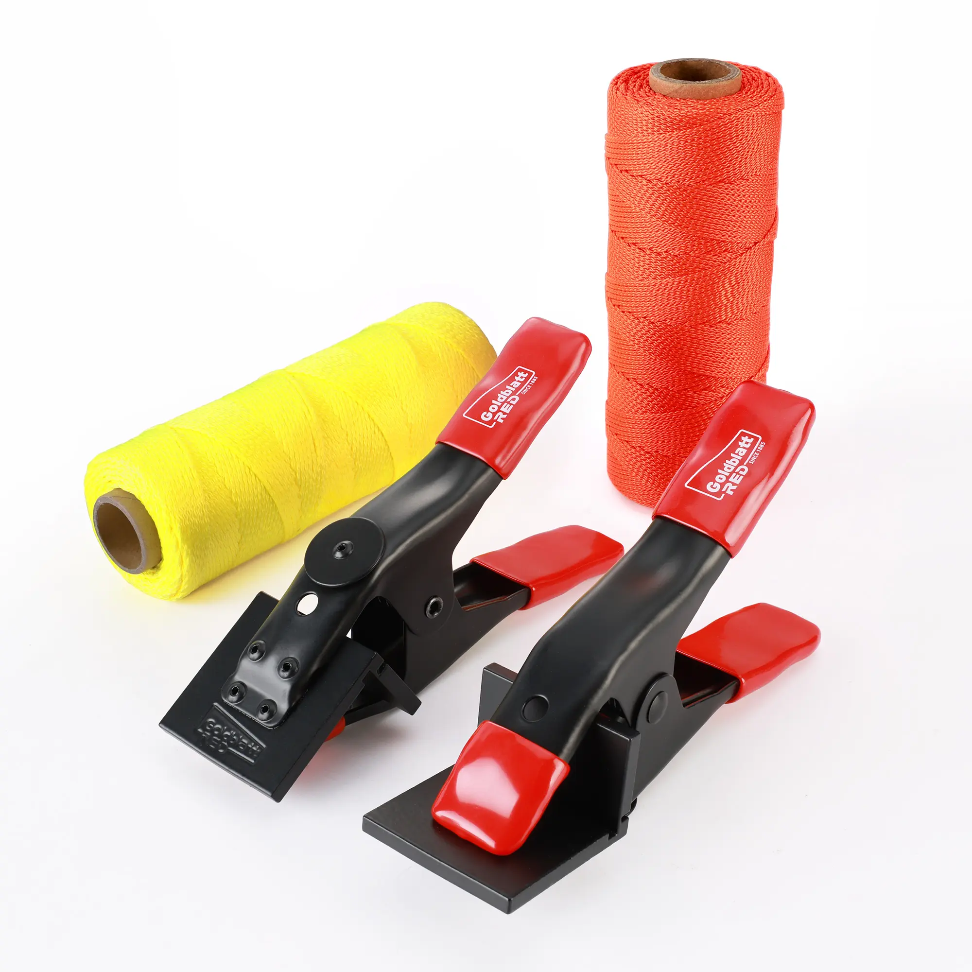#backtoschool Goldblatt 4 Packs Mason Line Clamps & Mason Line String Line - Red & Orange Nylon Twine String Rolls, Concrete Tools Set, Construction Masonry Measurement String for A String Level
