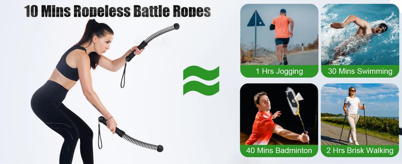 Weighted Cordless Battle Ropes 2PCS – New Upgrade Quiet Ropeless Training Rope Fitness Equipment for Home Workout, Strength Training, HIIT, Cardio Exercise & Gym Sessions