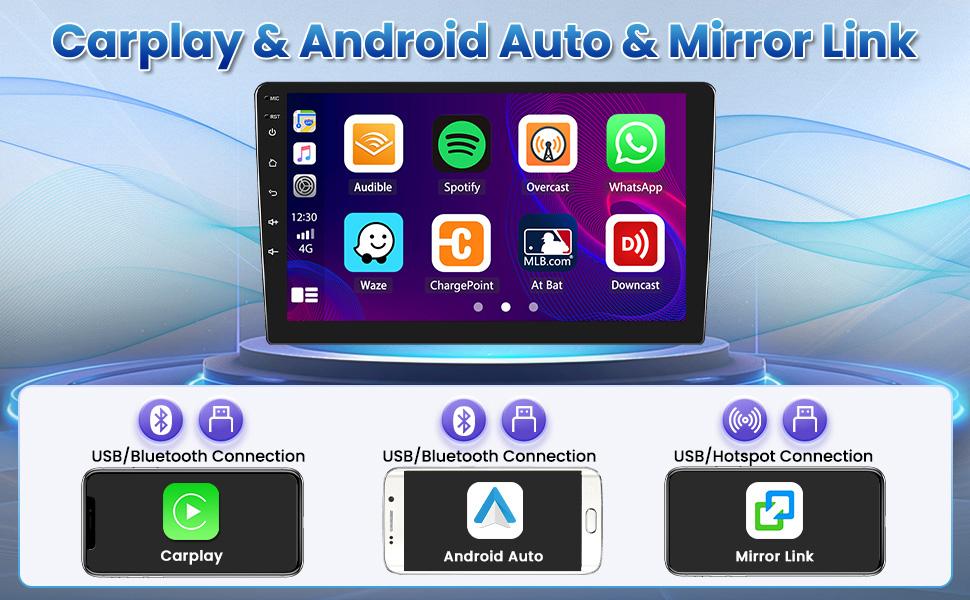 Toyota Camry 2012-2014 Android Car Stereo | with Wireless Carplay & Android Auto | 10" Touch Screen Radio Dash Kit | GPS Navigation, WiFi, Bluetooth, SWC Mirror Link, Mic Backup Camera