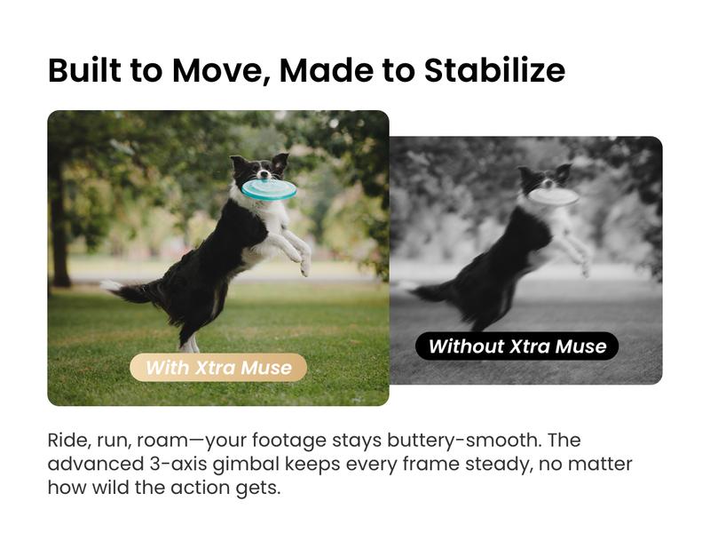 Xtra Muse Vlogging Camera with 1'' CMOS 4K/120fps Videos 3-Axis Gimbal Stabilizer Fast Focusing Face/Object Tracking Portable Handycam Camcorder