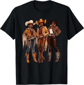Black African American Cowgirl Western Country Texas Rodeo T-Shirt