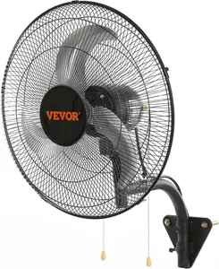 18 / 20 / 24 /30 Inch Wall-Mount Misting Fan, 3-speed IP44 Waterproof Oscillating, Max.4000 4650 7000 9500 CFM Wall Mounted Fan for Outdoor, Commercial, Residential, Greenhouse, Workshop, Patio, Black, ETL Listed
