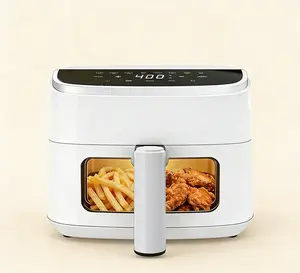 4 Qt 8-in-1 Digital Air Fryer Multifunctional Cooker - White Electric Airfryer with Visible Window, Nonstick Dishwasher-Safe Basket, 60-Min Timer, 1500W, Ideal for Frying, Baking