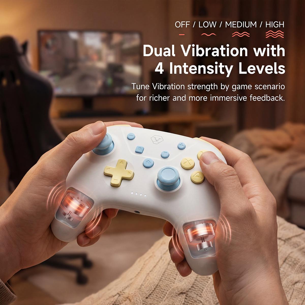 AOLION ROCOCO Wireless Bluetooth Controller Compatible with Switch, Gamepad for PC, Mobile & Tablet, Ergonomic Grip, Rechargeable