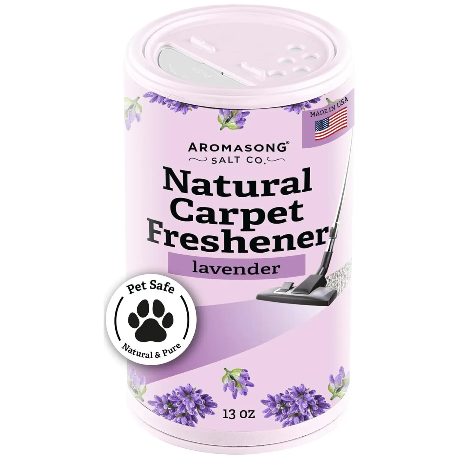 AROMASONG Scented Non-Toxic Lavender Carpet Freshener Powder - 13oz Natural Vacuumable Home Cleaning Supplies, Pet-Safe Household Cleaning Products for Odor Control, Pet Urine Removal