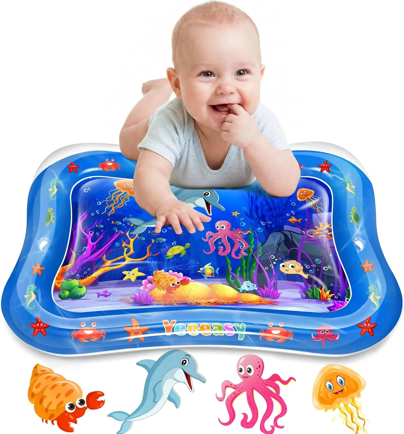 Mother's Day Gift Inflatable Tummy Time Mat Premium Baby Water Play Mat for Infants and Toddlers Baby Toys for 3 to 24 Months, Strengthen Your Baby's Muscles, Portable