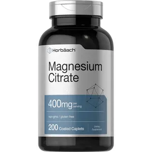 Horbäach Magnesium Citrate | 400mg | 200 Caplets |  Vegetarian, Non-GMO, and Gluten Free Supplement