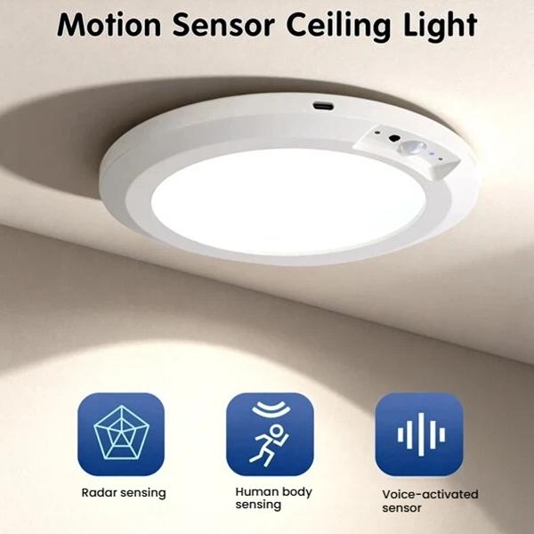 2PCS Rechargeable Motion Sensor Ceiling Light with Remote Control 3 Color Temperatures Magnetic Mount Battery Operated for Bedroom Closet Shower Stairs hallway porch patio ect Modern lighting lamp