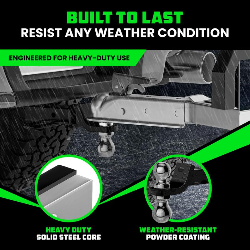 Rhino USA Dual Ball Hitch, Heavy Duty Reversible Tow Hitch Fit 2" Receiver, 2" & 2 5/16" Trailer (10,000 LB GTW) With Weatherproof Anti-Theft Lock Pin