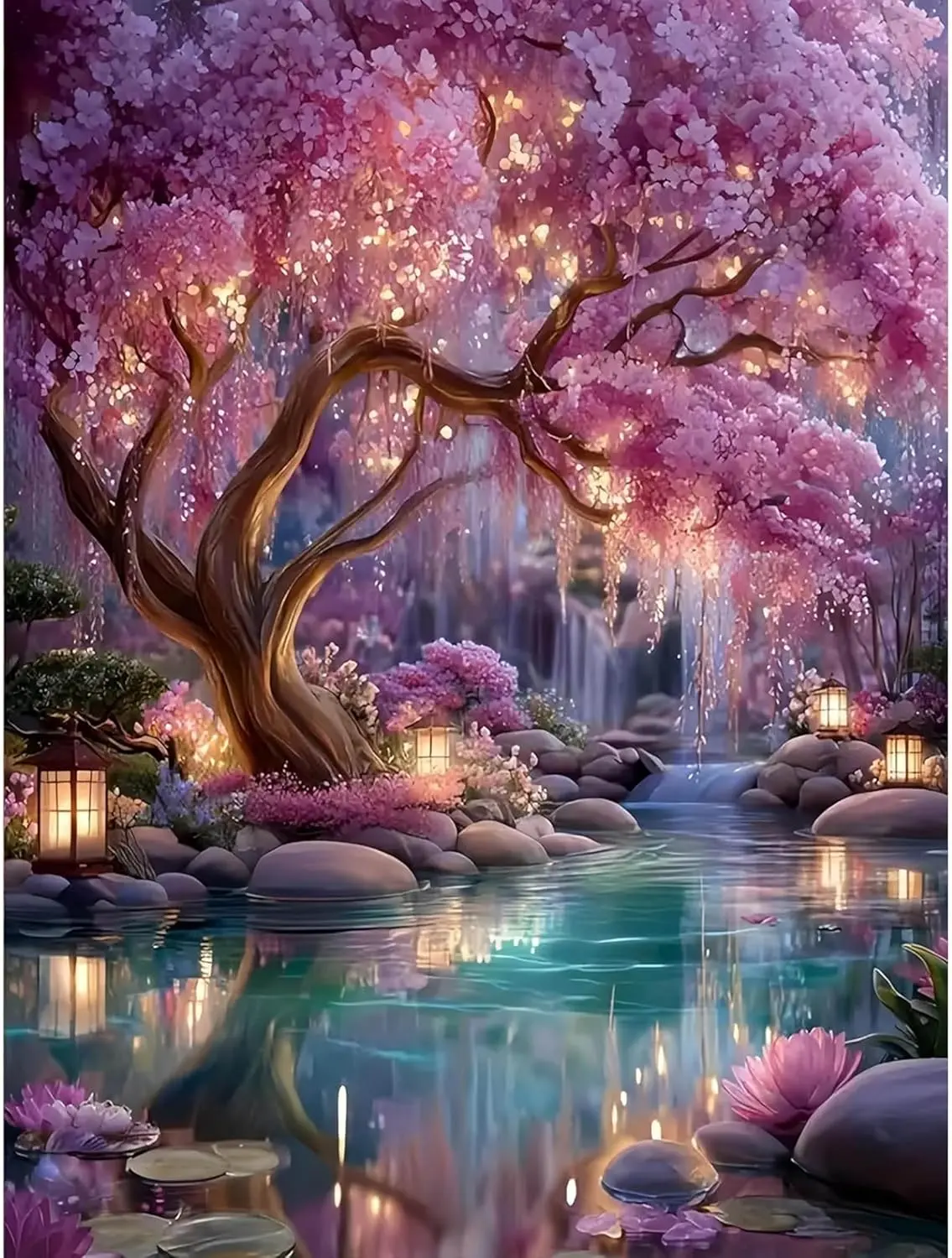 Fantasy Forest Stamped Cross Stitch Kits for Adults - Embroidery Kits for Beginners Adults,11 CT Patterns Dimensions Counted Cross Stitch Kits for Adults Arts Craft 12x16 inch