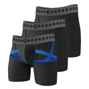 Performance Short With Built-In Jock - 3 Pack | Double-Layer Breathable Shorts with 4-Strap Jock System & Cup Pocket - Comfortable &  Compression Fit - Perfect For MMA, Boxing, Martial Arts & High-Impact Sports - Athletic Menswear