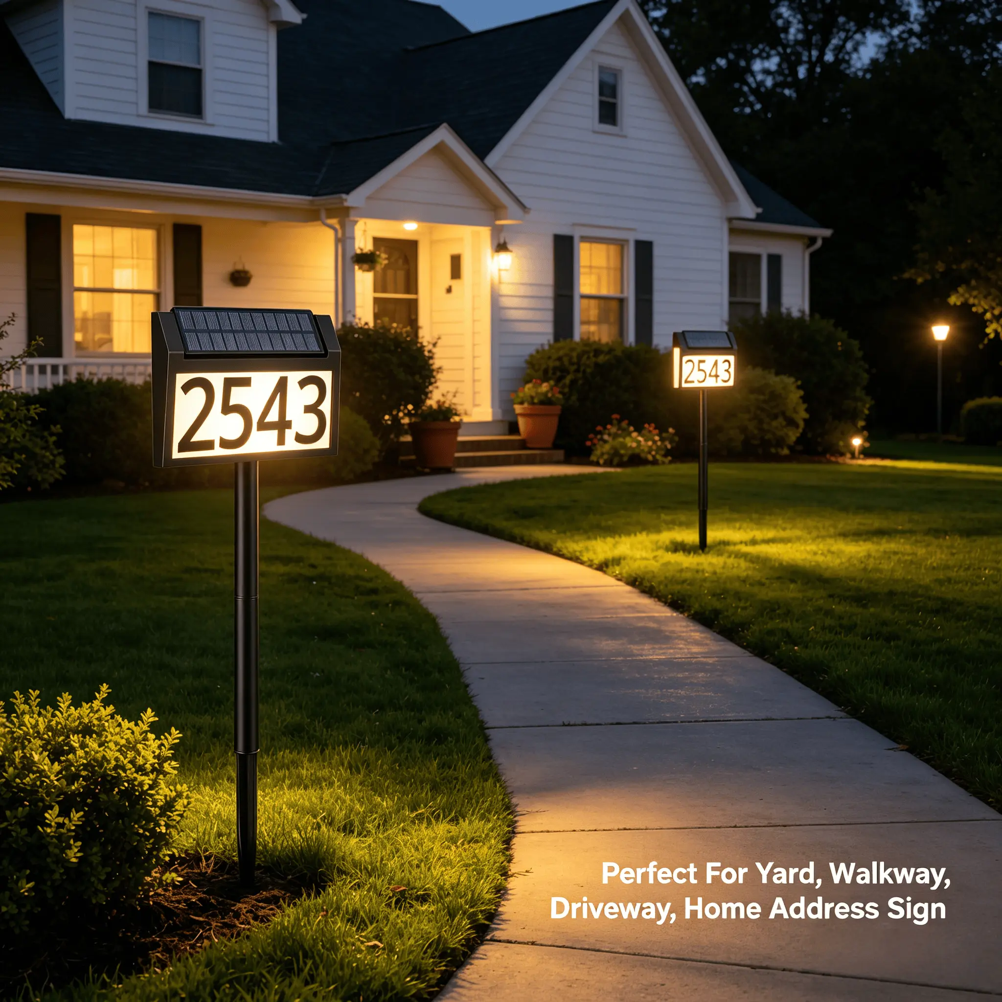 3-Color Solar Address Sign - Rechargeable Backlit House Numbers Light, Outdoor Waterproof Plaque with Ground Stake & Auto On/Off, Wall-Mount Address Signs for Yd, House Numbers for Outside Light Up, Festive Decor Gift (2026)