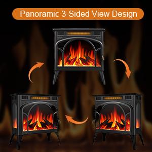 R.W.FLAME Electric Fireplace Heater 12 Flame Colors/ 4 Flame colors, 25"/ 17''Freestanding Infrared Stove, 5100BTU, 3D Realistic Flame Effects, Adjustable Brightness and Heating Mode, Overheating Safe Design, Remote, Timer, ETL Certified energy efficient