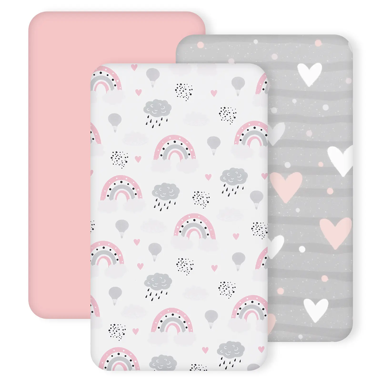 Haleeone 3 Pack Crib Sheets for Baby, Fitted Crib Sheet for Standard Crib and Toddler Mattress, Soft Microfiber Baby Sheet 52x28x8in