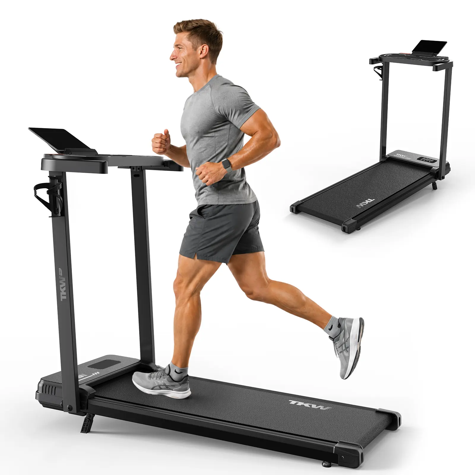 Treadmill with desk, 5% Incline、RemoteControl,  Treadmill with Vibration ,Summerwins Home Exercise Equipment Home Gym Equipment