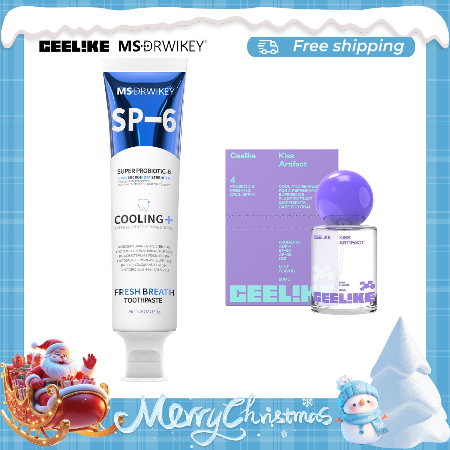 CEELIKE｜MSDRWIKEY Oral Care Set | SP-6, Hydroxyapatite & 7-Pro Toothpaste + Probiotic Spray | Enamel Repair & Fresh Breath