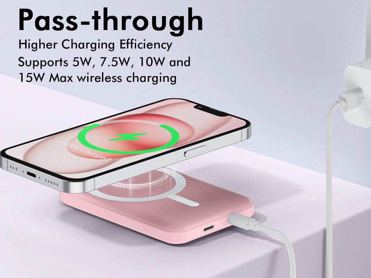 Podoru MagSafe Battery Pack, 5000mAh Magnetic Wireless Power Bank, Fast Charging Portable Charger for iPhone 17/16/15/14/13/12 All Series