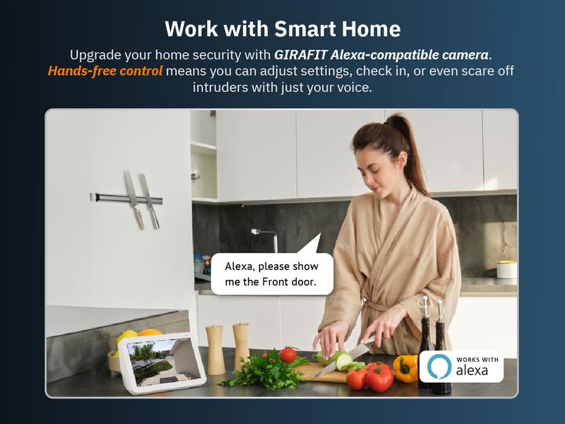 Girafit 2K Second Floor Window Camera, ChroMax AI Color Night Vision, 2.4GHz & 5GHz Wi-Fi Indoor Security Cameras, Person & Motion Detection, 24/7 Recording, Easy & Quick Install, MicroSD Card Local Monitoring