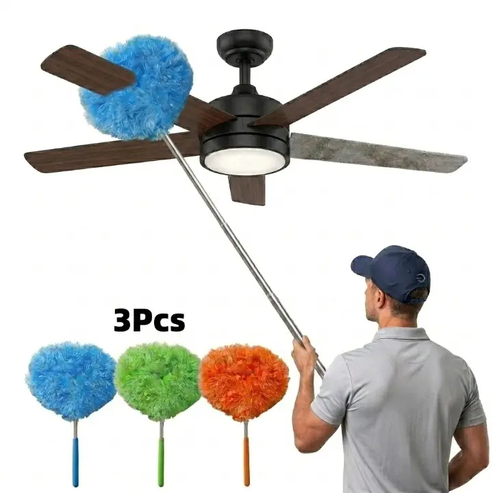 Ceiling Fan Cleaner Duster - Adjustable Duster with Extension Pole,Dusters for Cleaning Fan Blade, Walls and Cobweb (ters for Cleaning Fan Blade, Walls and Cobweb (3 Pack)