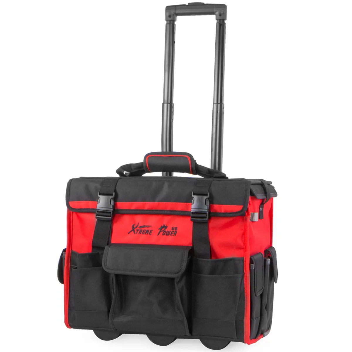 XtremepowerUS 18" Rolling Tool Bag with Wheels, Heavy-Duty 600 Denier Polyester Portable Storage Organizer, Water-Resistant Jobsite Tote Bag
