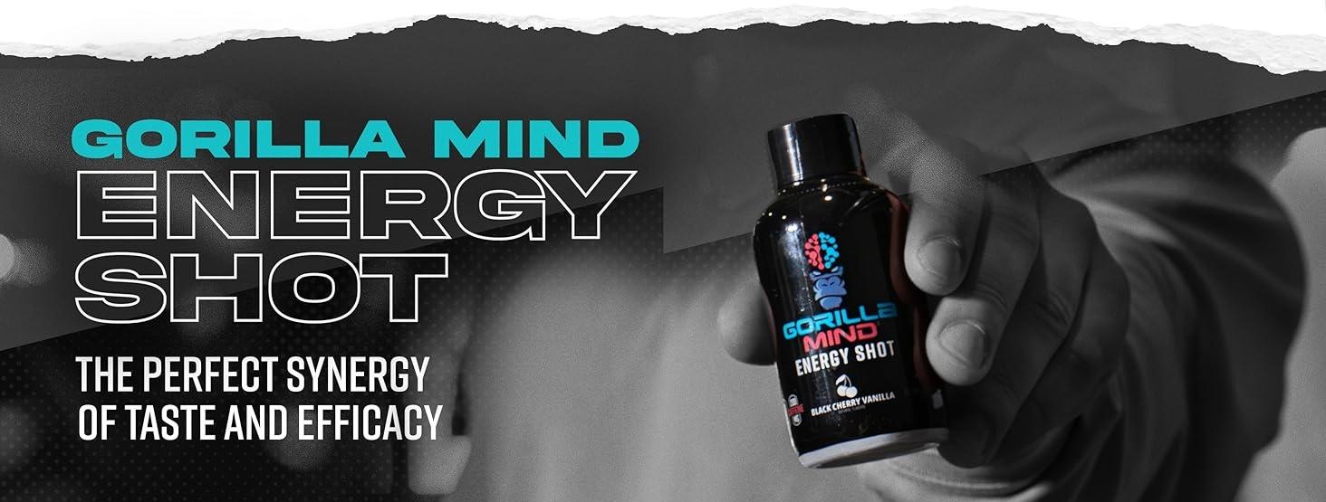 Gorilla Mind Energy Shot | Unmatched Energy · Amplified Focus | N-Acetyl-L-Tyrosine, Alpha-GPC, 200mg Caffeine, Uridine, Saffron | 0 Sugar Or Artificial Colors | 3oz, 6-Pack Gorilla Mind Energy Shot | Unmatched Energy · Amplified Focus | N-Acetyl-L-Tyrosine, Alpha-GPC, 200mg Caffeine, Uridine, Saffron | 0 Sugar Or Artificial Colors | 3oz, 6-Pack