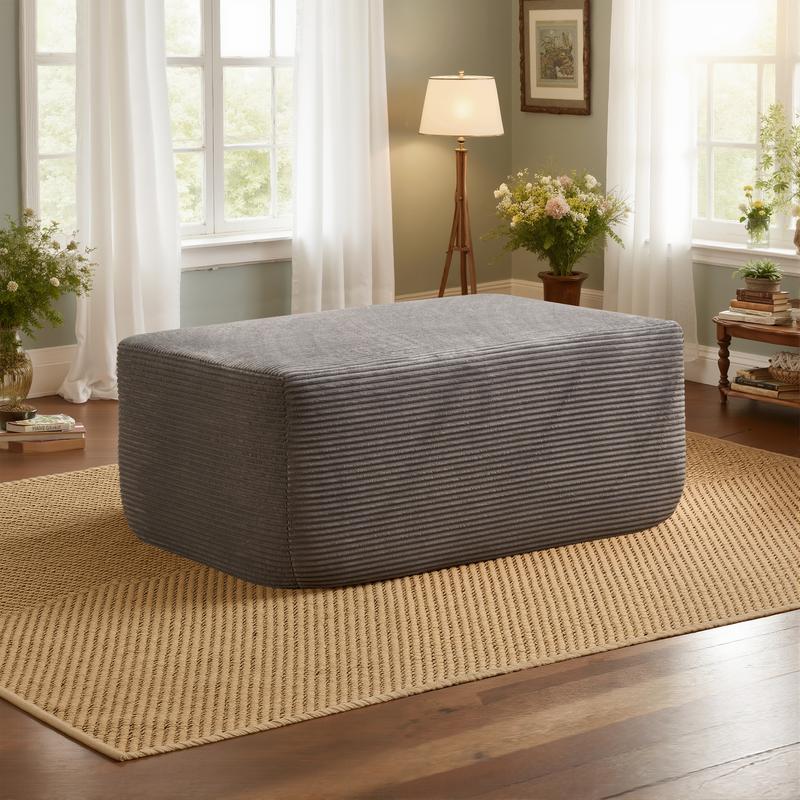 【Jumpstart Sale】Ovios 37" Plush Corduroy Cloud Velvet Boneless Ottoman for Sofa Couch, Ottoman Foot Rest, End of Bed Bench, Storage Chest, Load 660 lb, for Living Room, Bedroom, Entryway