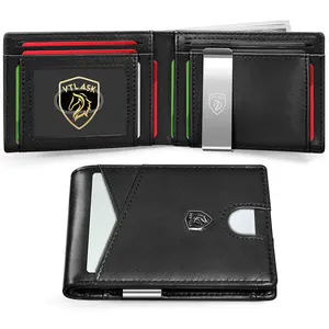 VTLASK Ultra Thin RFID Blocking Men's Wallet - Slim Leather Wallet with ID Window & Card Slots - RFID Protection - Minimalist Design - Fits Front Pocket - Lightweight & Durable