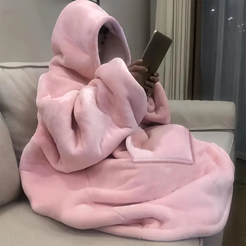 Women's Cozy Oversized Hoodie Blanket Top - Super Soft Reversible Fleece Long-Sleeve Pullover with Kangaroo Pocket, Stylish Everyday Clothes, Machine Washable Bohemian Outdoor Wear, Christmas Gift