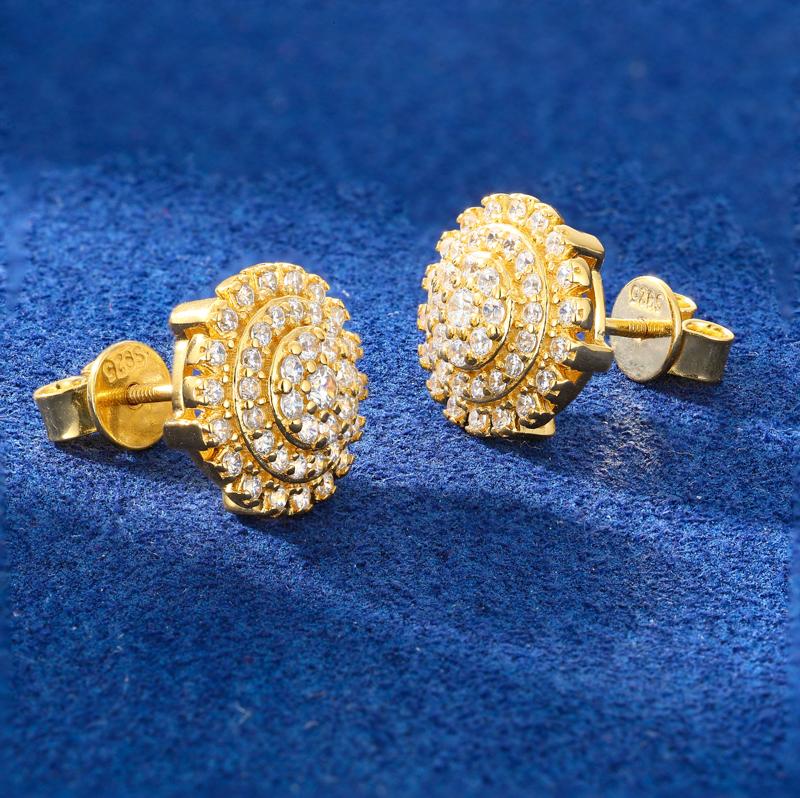 【#E559】Flower stud earrings UCCIYO Synthetic Moissanite Earrings For Women 925 Sterling Silver Stud Earring Men Hip Hop Jewelry Couple Gift